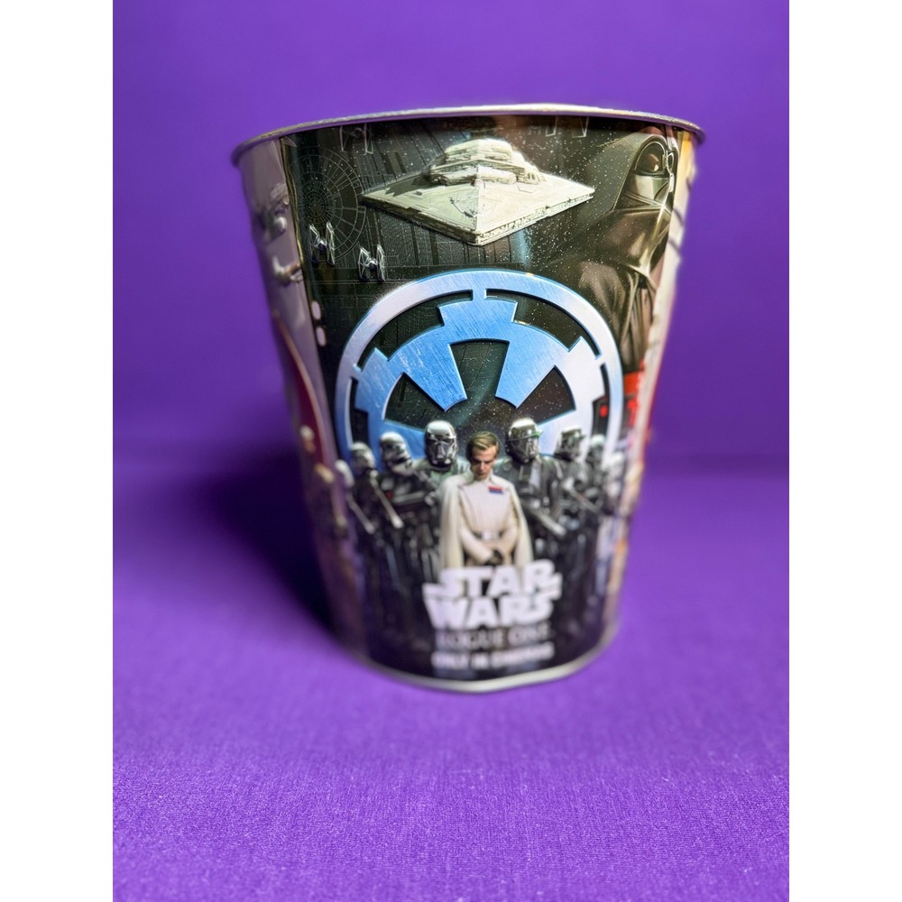 Star Wars Rogue One Popcorn Tin 130oz Metal Bucket Rebel Imperial Golden Link 8"